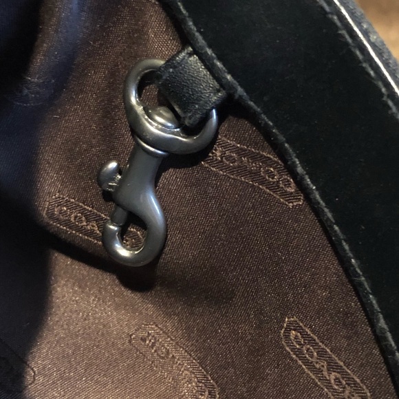 COACH BLACK TWILL WITH LEATHER TRIM SHOULDER BAG - Picture 8 of 8